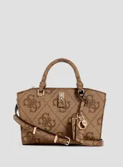 GUESS Women's Brown Logo Queensland Mini Satchel Bag