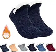 [HOBIVA] Fleecesox - Fleece-Lined Non-Slip Thermal Slippers Socks，V-Mouth Fluffy Slipper Socks，Indoor Non-slip Thermal Socks，For men and women (black,l)