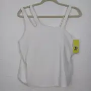 All In Motion Everyday Tank Top XXL White Built In Shelf Bra Cropped UPF50+