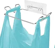 Trash Bag Holder for Cupboards Kitchen Cabinet Door, Stainless Steel Portable Garbage Bins (with Wall Sticker Base) Kitchen Waste Bins, Easy to Store, Can Be Put Away at Any Time, Kitchen Essential