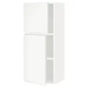 METOD wall cabinet with shelves/2 doors, white/Voxtorp matt white, 40x37x100 cm