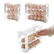 Egg Holder for Refrigerator 3-Layer Flip Fridge Door Egg Storage Space Saver - Transparent
