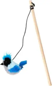 Spot Pet Songbird Singing Bluejay Catnip String Wand Teaser Cat Toy Bird Pry