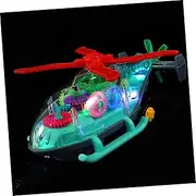 Totority Electric Airplane with Transparent Shell Light Up Gears for Music Playing Battery Operated Helicopter Fun Present for Ages