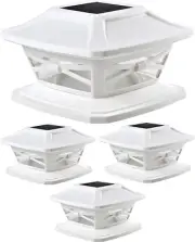Davinci Lighting Flexfit Solar Outdoor Post Cap Lights - 4 Pack, Pearl White
