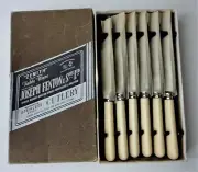 6 New In Box Vtg Joseph Fenton Zenith Stainless Steel Cutlery Knife White Handle