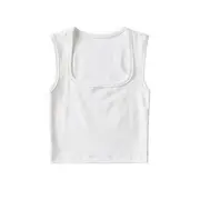 Plain Square-Neck Tank Top White - M