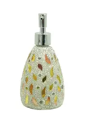 Gold Leaf Glass Mosaic Soap Dispenser Pump Bottle Holder Crystal Colourful