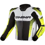 STR 2.0 Black White Yellow Leather Motorcycle Jacket
