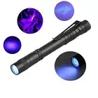 Portable 395nm UV Light Blacklight LED Flashlight Penlight Clip Pen Torch