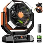 Portable Large Camping Fan Remote & Oscillating, 40000mAh Rechargeable Batter...