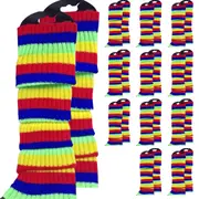 12x LEG WARMERS Knitted Womens Costume Neon Dance Party Knit 80s BULK - Rainbow