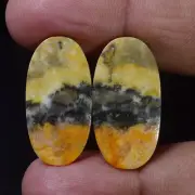 26.90 CT Untreated Bumble Bee Jasper Pair Cabochon Oval Earring Supply Gemstone