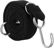 Elastics Rubber Luggage Rope Cord Hooks Bikes Rope Tie Bicycle Luggage Roof Rack Strap Fixed Band Hook(Black-2M)