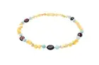 Baltic Amber Necklace Made With Polished Milky Cherry & Amazonite