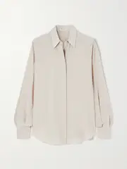 [Brunello Cucinelli] Brunello Cucinelli - Sequin-embellished Silk-georgette Shirt - Sand - large large Neutrals