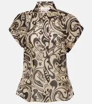 [Zimmermann] Zimmermann Matchmaker printed linen and silk blouse AU 6 black