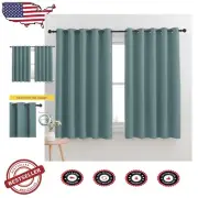 Luxurious Greyish Blue Grommet Blackout Curtains - 70" x 63" Panels for Privacy