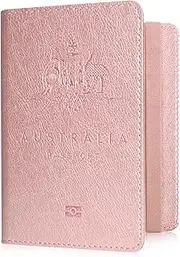 [YAVIV] Passport Holder for Women and Men, Premium Leather Travel Passport Wallet RFID Blocking Passport Cover, Rose Gold