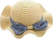[Aiyomimo] Baby Girl Straw Hat Toddler Sun Hat with Bow Spring Summer Beach Hat