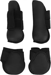 4Pcs Horse Boots, Horse Tendon Boots, Horse Sport Boots, Horse Front Rear Leg Boots Obstacle Jumping Leggings Boots Horse Leg Protection Gear (1 Ensemble Noir Moyen)
