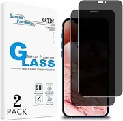 [2 Pack] KATIN Privacy Screen Protector for iPhone 12, iPhone 12 Pro Anti-Spy Tempered Glass Film, Anti-Scratch, Case-Friendly