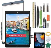 YHX-US Touch Screen Digitizer for iPad 9th Gen 2021 10.2" A2602 A2603 A2604 A2605 Tablet Screen Replacement Panel Front Glass Repair Kit Replacement with Tool Black+ Home Button(No LCD Display)