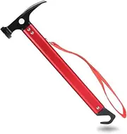 Tent Hammer, Portable Aluminium Alloy Handle Outdoor Camping Hammer Tent Peg Stake PullerRed