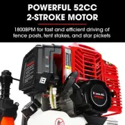 52cc 2-Stroke Petrol Post Driver with 2 Sockets, 1800BPM & 55J Impact Energy