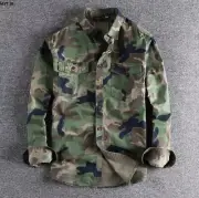 New Men's Pocket Cotton Thirts Button Army Long Sleeve camo cargo Tops Fashion
