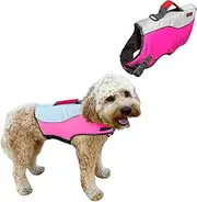 Water Float Dog Flotation Life Jacket Vest, Swimming Float Aid with Safety Handle, Adjustable Comfortable Durable Preserver High Buoyancy Coat (Pink, Medium)