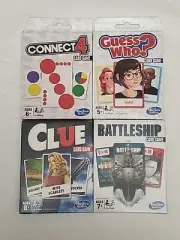 Set of 4 Hasbro Card Games, Connect4, Guess Who, Clue, Battleship, Aged 5,6,7,8+