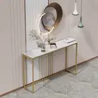 Modern Style Minimal Narrow Console Hall Table Entryway Display Framed Stone Top