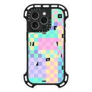 iPhone 16 Pro Ultra Bounce Case MagSafe Compatible Transparent Pastel Checkered Hearts Stars Pattern