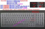 US Keyboard Cover Skin For Dell Alienware 17 R2 R3 R4 R5,Area-51m,Alienware 18