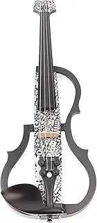 Electric Violin 4/4 Full Size Silent Carbon Fibre Maple Fittings White Letters Beginner Practice