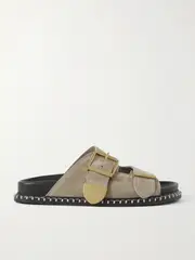 [Chloé] Chloé - + Net Sustain Rebecca Whipstiched Suede Slides - Gray - IT39 IT 39 Gray