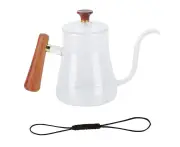 Coffee Kettle Pour Over High Borosilicate Glass Heat Resistant Round Wood Insulated Handle Gooseneck Kettle600ml