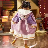 在飛比找蝦皮商城精選優惠-現貨 兒童睡衣女孩冬季加絨加厚寶寶珊瑚絨浴袍中大童法蘭絨睡袍