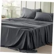 Size Sheets Grey - Soft Sheets for Size Bed, 4 Pieces King 01 - Dark Grey