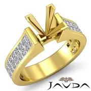 Invisible Princess Semi Mount Diamond Engagement Ring 18k Yellow Gold 2.2Ctw