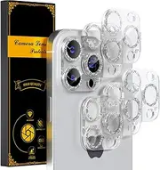 beuxece for 6 Pack iPhone 16 Pro/iPhone 16 Pro Max Camera Lens Protector [Drop Protection] [Case Friendly] [Easy Installation] 9H Tempered Glass Camera Screen Protector Cover, Glitter Silver