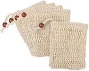 B Baosity 5X Soap Bags Soap Holder Handmade Cotton Linen with Drawstring Foaming Net for Foaming and Drying Soaps Exfoliating Travel