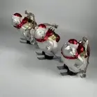 Set Of 3 Pottery Barn Mercury Skiing Polar Bear Christmas Ornament