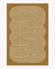 200' x 290' | Machine Washable Runner Rug | Kid & Pet Friendly | Indoor Rug | Jonathan Adler Ribbon Caramel Gold Rug | Ruggable