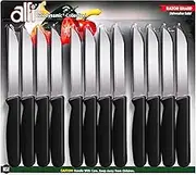 Alfi All-Purpose Knives Aerospace Precision Pointed Tip - Home And Kitchen Supplies - Serrated Steak Knives Set | Made in USA (Classic Black, 12 pack)