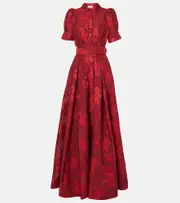 [Rebecca Vallance] Rebecca Vallance Henrietta belted brocade gown UK 14 red