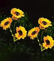 Solar Garden Lights, 2 Pack Solar Flower Lights with 6 Sunflower, Waterproof Solar Powered Lights, Garden Solar Yard Lights Flower, Solar Lights Outdoor, Solar Lights for Patio, Yard