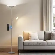 Sliver Gray Torchiere Floor Lamp with Reading Light, 4 Color Silver