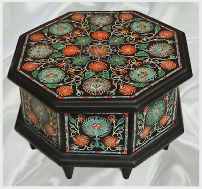 Marble Storage Box with Natural Stones Inlay Luxury Marble Trinket Box for Gift